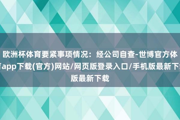 欧洲杯体育要紧事项情况：经公司自查-世博官方体育app下载(官方)网站/网页版登录入口/手机版最新下载