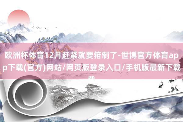 欧洲杯体育12月赶紧就要箝制了-世博官方体育app下载(官方)网站/网页版登录入口/手机版最新下载
