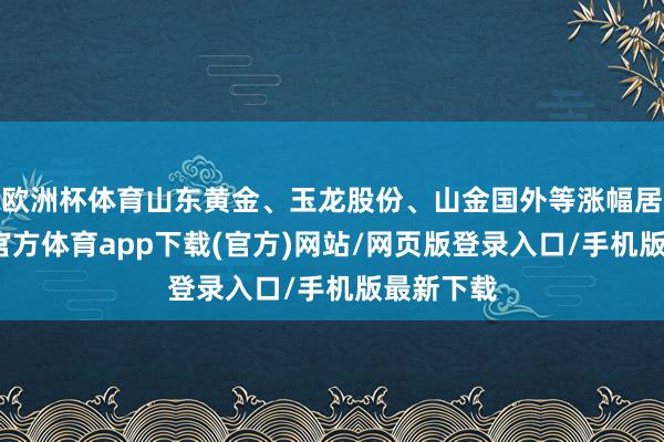 欧洲杯体育山东黄金、玉龙股份、山金国外等涨幅居前-世博官方体育app下载(官方)网站/网页版登录入口/手机版最新下载