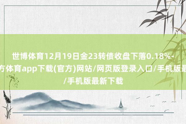 世博体育12月19日金23转债收盘下落0.18%-世博官方体育app下载(官方)网站/网页版登录入口/手机版最新下载