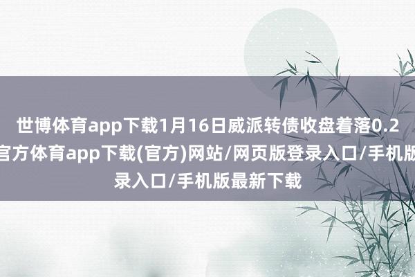 世博体育app下载1月16日威派转债收盘着落0.28%-世博官方体育app下载(官方)网站/网页版登录入口/手机版最新下载